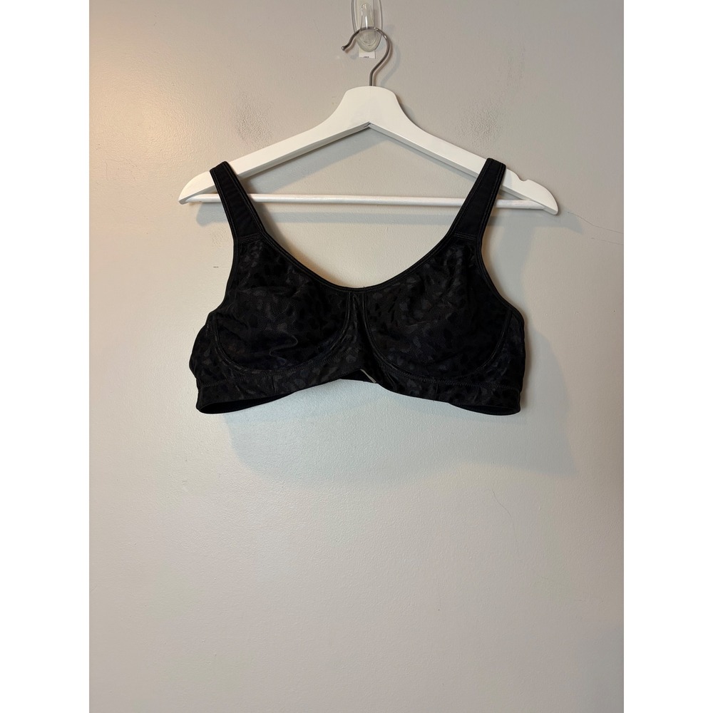 Title Nine Black Animal Print Mesh Sports Bra 36D Adjustable Straps TN320707 - Picture 1 of 6
